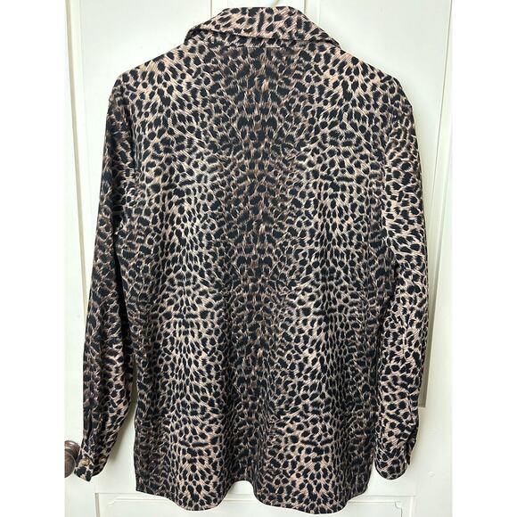 Vtg. Joanna Stretch Button Up Leopard Print Stretch Tunic Blouse-Small - Picture 4 of 6